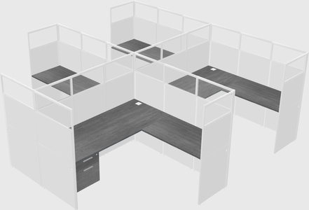 Shared l-shaped cubicle