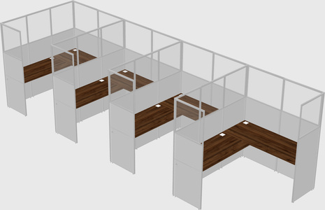 Shared l-shaped cubicle