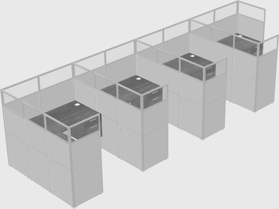 Shared l-shaped cubicle