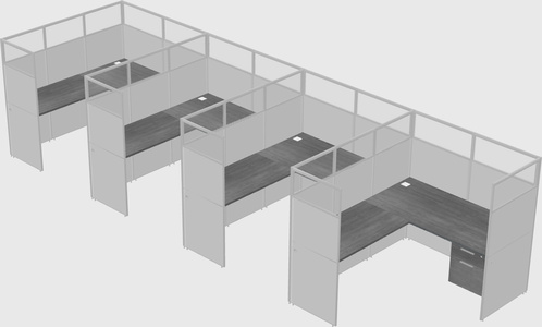 Shared l-shaped cubicle