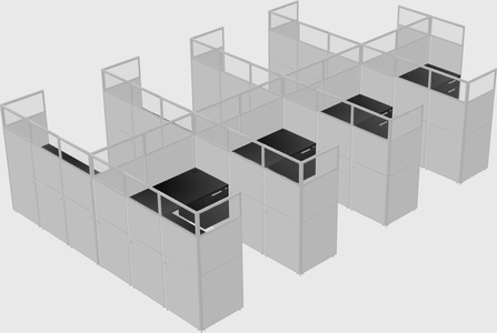 Shared l-shaped cubicle