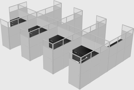 Shared l-shaped cubicle