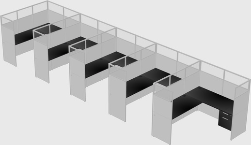 Shared l-shaped cubicle