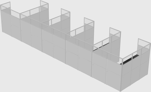 Shared l-shaped cubicle