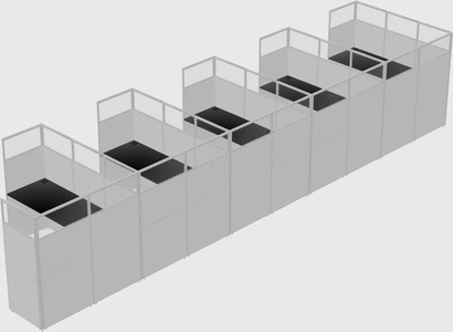 Shared l-shaped cubicle