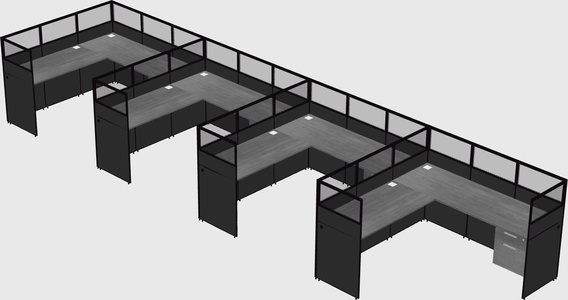 Shared l-shaped cubicle
