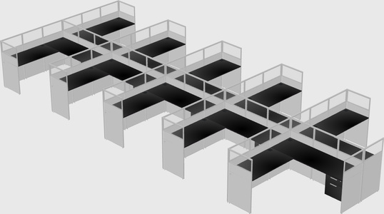 Shared l-shaped cubicle