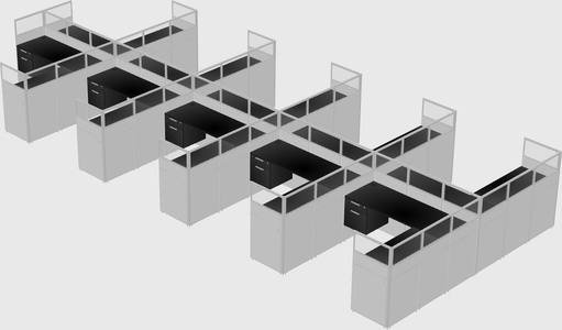 Shared l-shaped cubicle