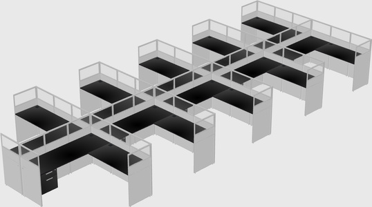 Shared l-shaped cubicle