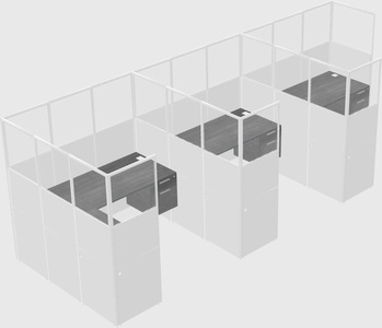 Shared l-shaped cubicle