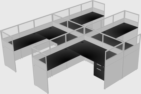Shared l-shaped cubicle