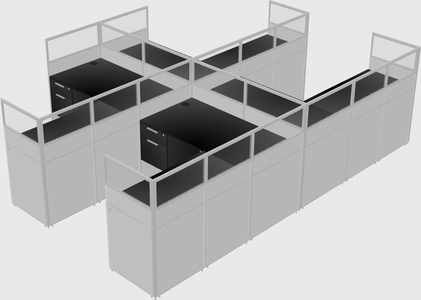Shared l-shaped cubicle