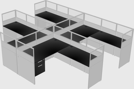 Shared l-shaped cubicle