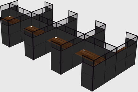 Shared l-shaped cubicle