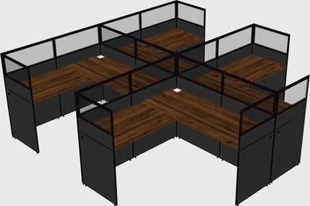 Shared l-shaped cubicle