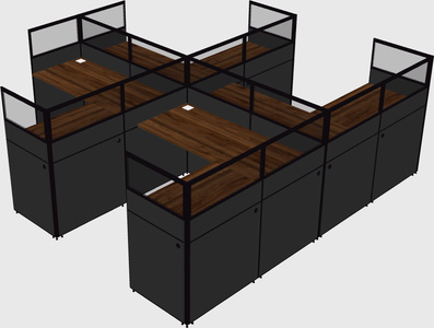 Shared l-shaped cubicle