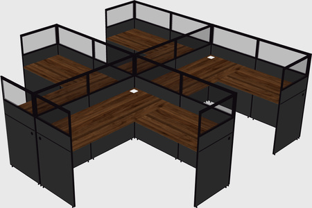 Shared l-shaped cubicle