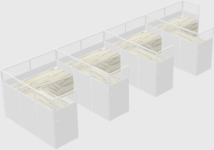 Shared l-shaped cubicle