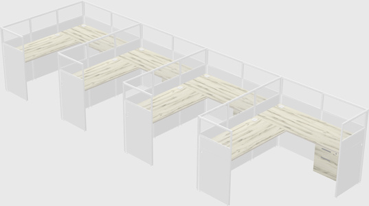 Shared l-shaped cubicle