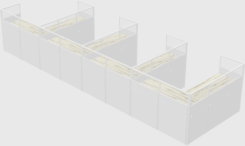 Shared l-shaped cubicle