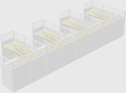 Shared l-shaped cubicle