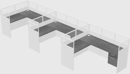 Shared l-shaped cubicle