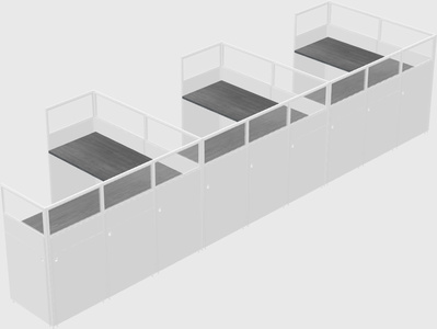 Shared l-shaped cubicle