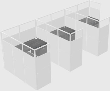 Shared l-shaped cubicle