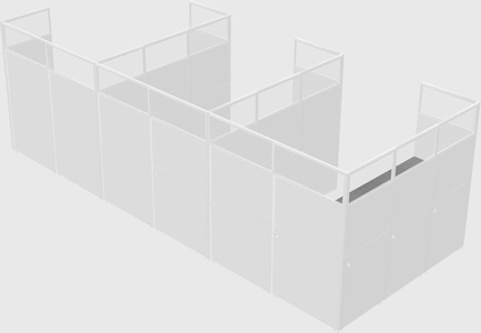 Shared l-shaped cubicle