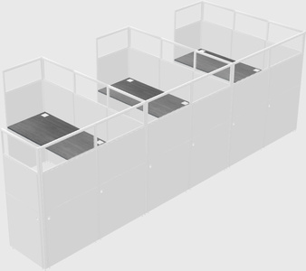 Shared l-shaped cubicle
