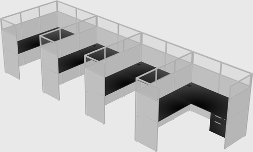 Shared l-shaped cubicle