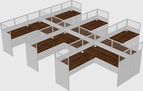 Shared l-shaped cubicle