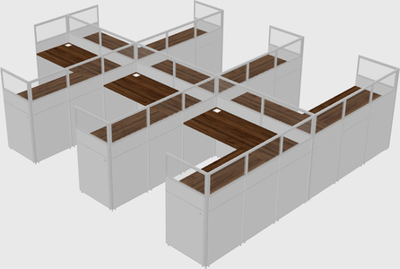 Shared l-shaped cubicle