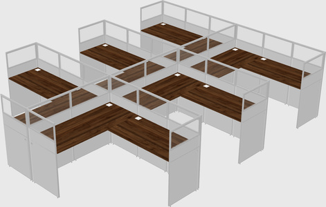Shared l-shaped cubicle