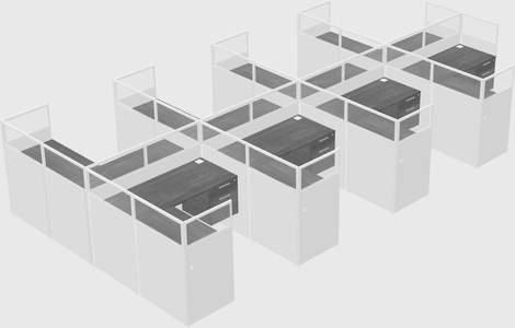 Shared l-shaped cubicle