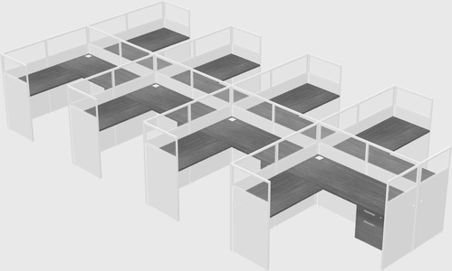 Shared l-shaped cubicle
