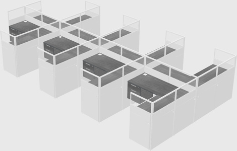 Shared l-shaped cubicle