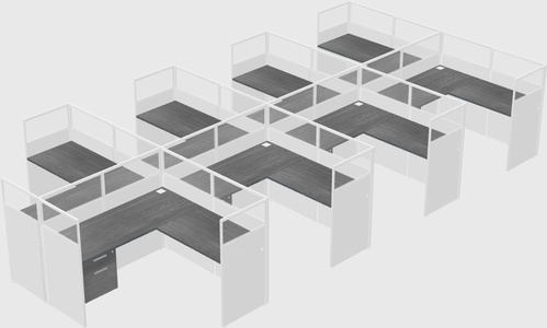 Shared l-shaped cubicle