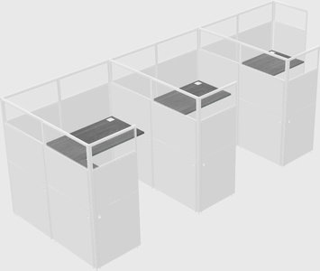 Shared l-shaped cubicle