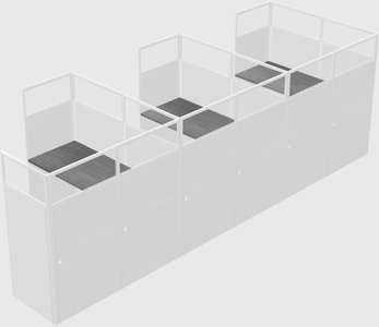 Shared l-shaped cubicle