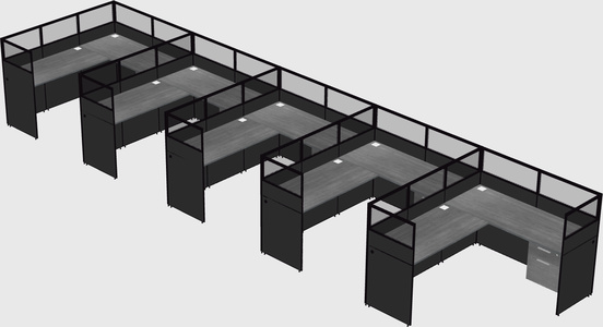 Shared l-shaped cubicle