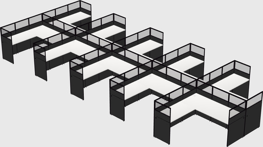 Shared l-shaped cubicle