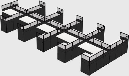 Shared l-shaped cubicle