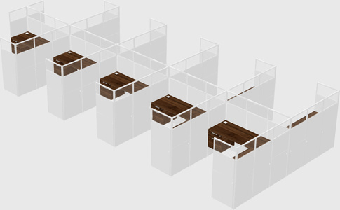 Shared l-shaped cubicle