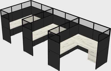 Shared l-shaped cubicle