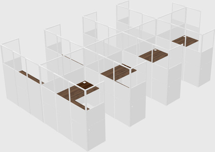 Shared l-shaped cubicle