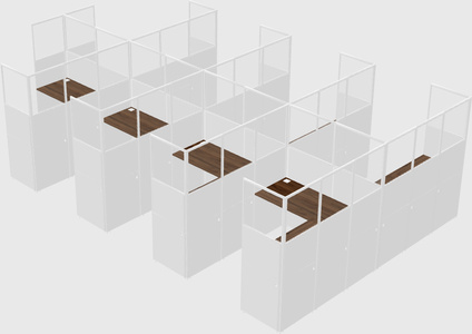Shared l-shaped cubicle