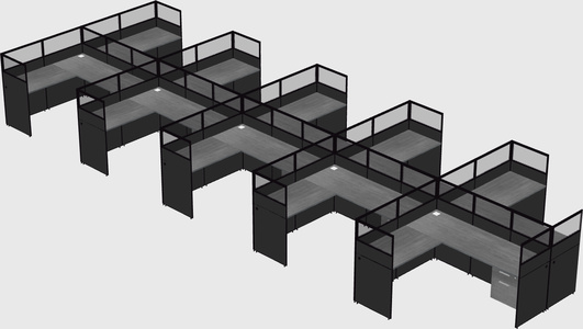 Shared l-shaped cubicle