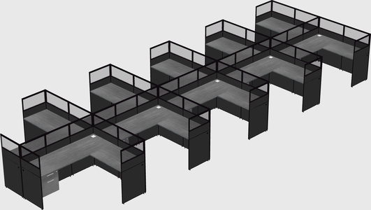 Shared l-shaped cubicle