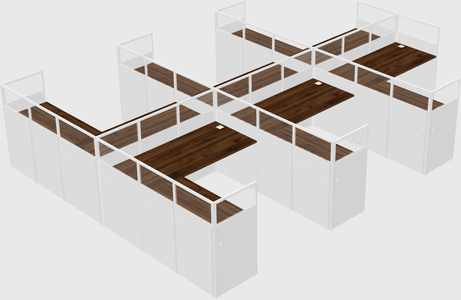 Shared l-shaped cubicle